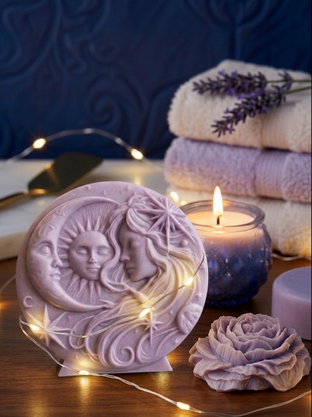 Set 4 Midnight Lavender Luxury Ritual Gift Set 3 soaps & Candle